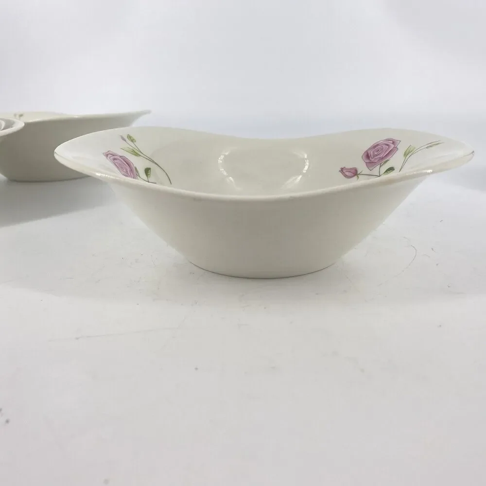 Vintage Iroquois Impromptu Wild Rose Coupe Soup Bowls Set of 4 Ben Seibel
